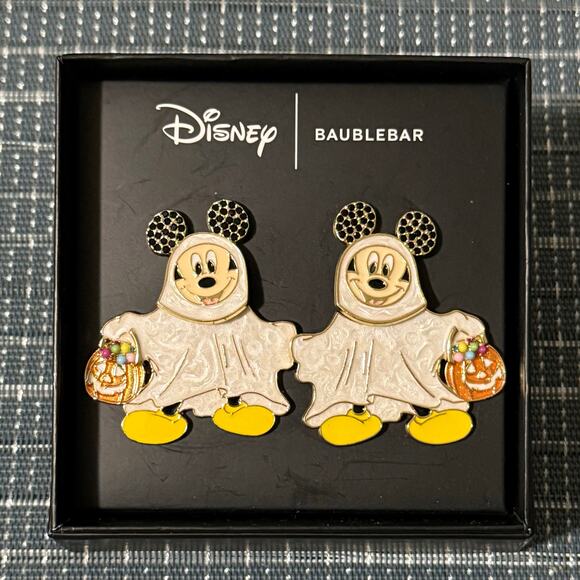 NEW | DISNEY x BAUBLEBAR | Mickey Mouse Ghost Trick or Treat Halloween Earrings - Picture 1 of 1
